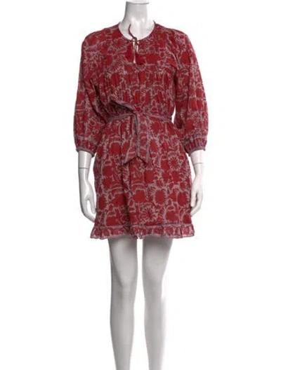 Pre-owned Cleobella Floral Print Mini Dress In Red