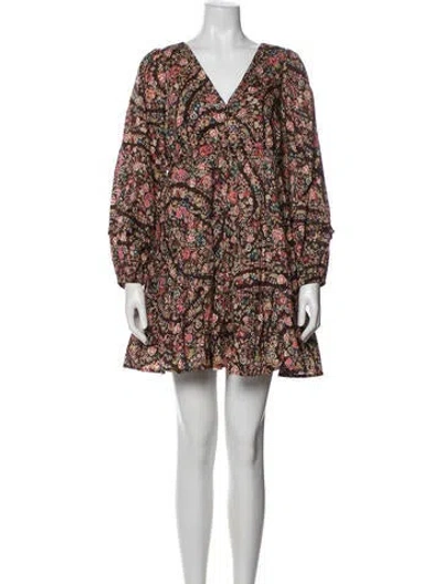 Pre-owned Cleobella Floral Print Mini Dress W/ Tags In Black