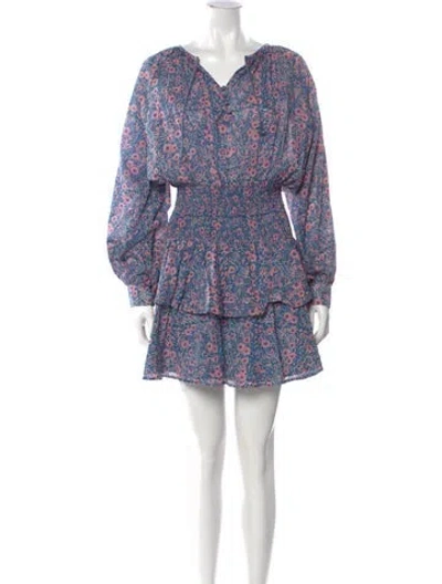 Pre-owned Cleobella Floral Print Mini Dress W/ Tags In Blue