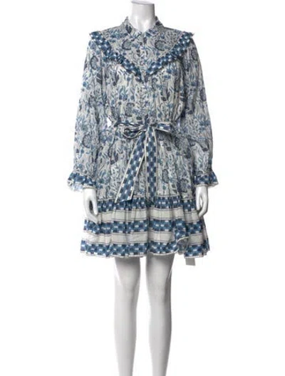 Pre-owned Cleobella Floral Print Mini Dress W/ Tags In Blue