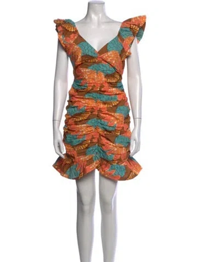 Pre-owned Cleobella Floral Print Mini Dress W/ Tags In Orange