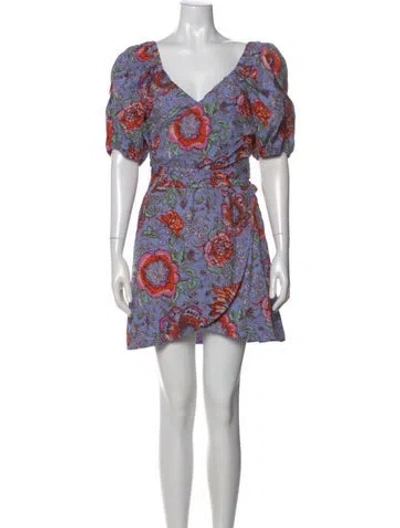 Pre-owned Cleobella Floral Print Mini Dress W/ Tags In Purple