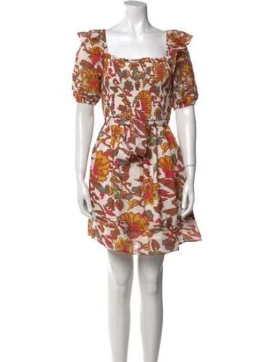Pre-owned Cleobella Floral Print Mini Dress In White