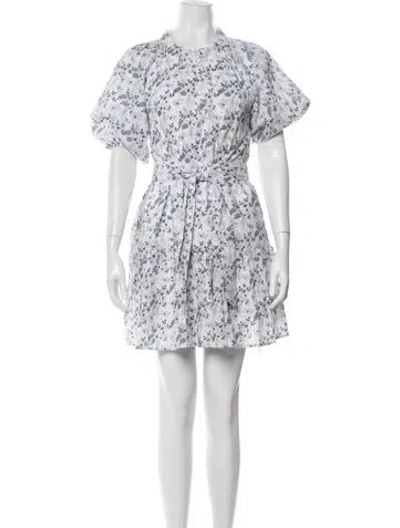 Pre-owned Cleobella Floral Print Mini Dress In White