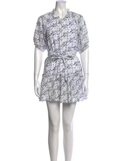 Pre-owned Cleobella Floral Print Mini Dress In White