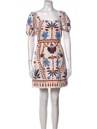 Pre-owned Cleobella Floral Print Mini Dress In White