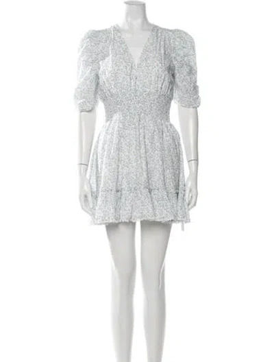 Pre-owned Cleobella Floral Print Mini Dress In White