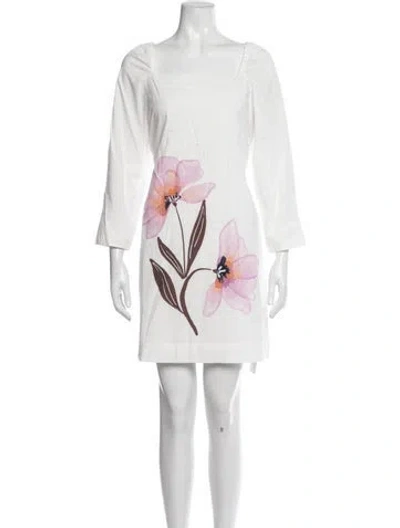 Pre-owned Cleobella Floral Print Mini Dress In White