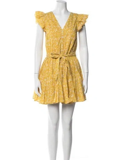 Pre-owned Cleobella Floral Print Mini Dress In Yellow