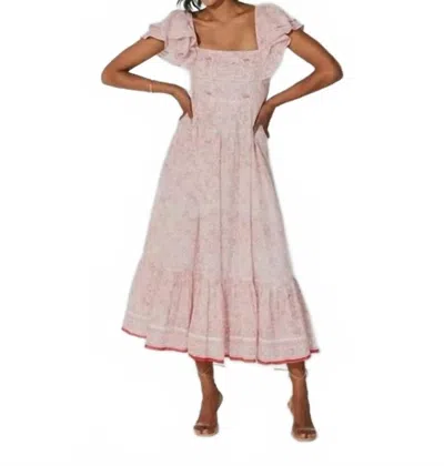 Cleobella Flutter Sleeve Maxi Dress In Red In Pink