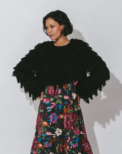 Cleobella Fringe Sweater In Black