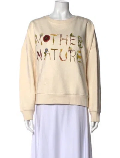 Pre-owned Cleobella Graphic Print Crew Neck Sweater In Neutral