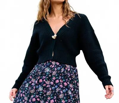 Cleobella Heart Sweater Cardigan In Black In Blue