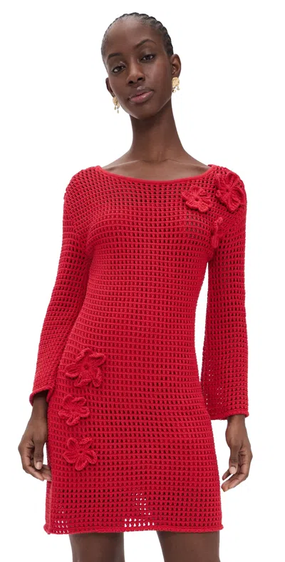 Cleobella Honey Sweater Mini Dress Goji Berry In Red