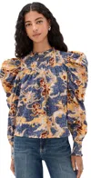 Cleobella Irina Blouse Blue Castello Print In Multi