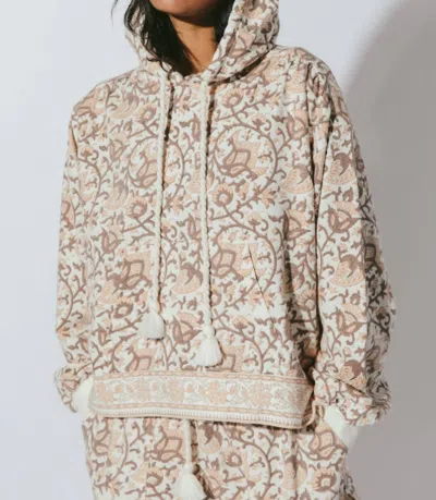 Cleobella Jaidev Hoodie In Greece Block Print In Beige