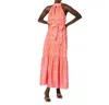 Cleobella Janice Satin Halter Maxi Dress In Multi