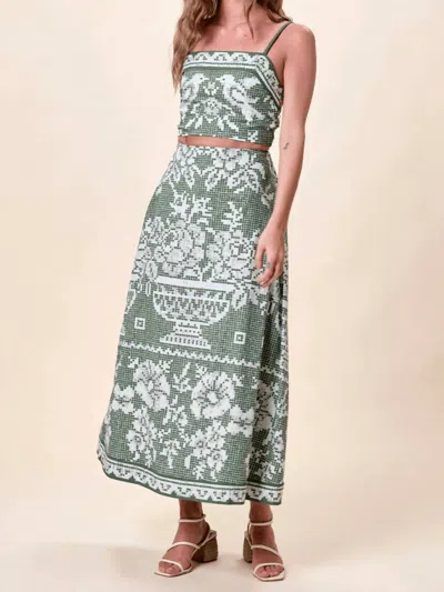 Cleobella Jasmine Ankle Midi Skirt In Verdant Flight In Multi