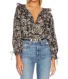 Cleobella Jillian Blouse In Avalon Block Print In Multi