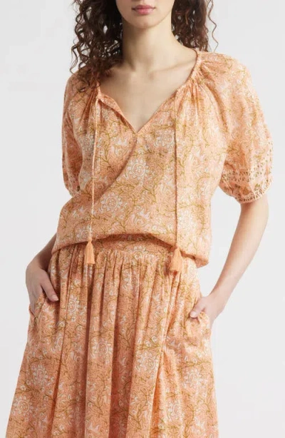 Cleobella Johana Print Tie Neck Top In Cecil Blush Print