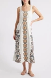 Cleobella Jolene Placement Print Cotton & Linen Midi Sundress In Veneto Paisley Print