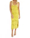 Cleobella Joy Crochet Ankle Dress In Yellow-lime In Animal Print