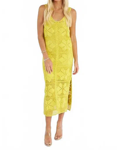 Cleobella Joy Crochet Ankle Dress In Yellow-lime In Animal Print