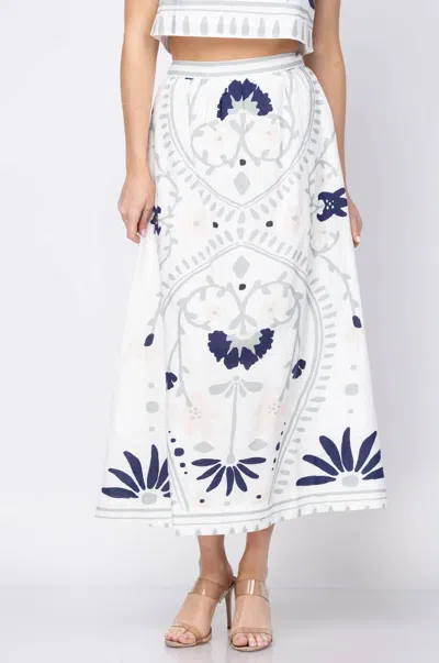 Cleobella Juliet Ankle Skirt In Liliana Blue Surf Print In Multi