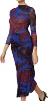 Cleobella Katya Floral Print Ruched Mesh Midi Dress In Multi