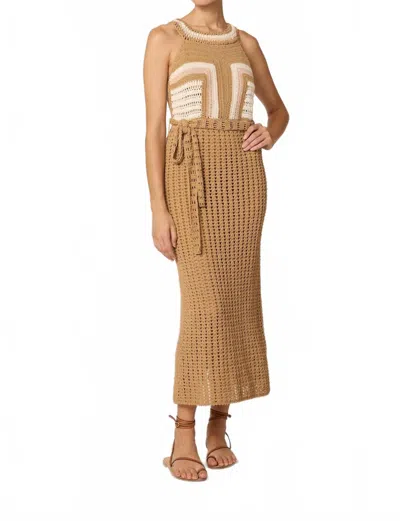 Cleobella Kiana Crochet Midi Dress In Beige/ivory Pink In Brown