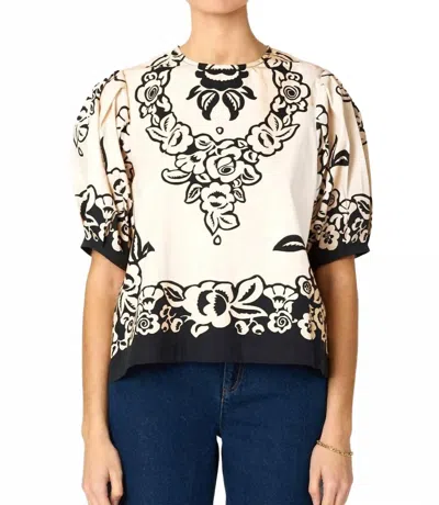 Cleobella Kinsley Crew Neck Blouse In Botanico Print In White