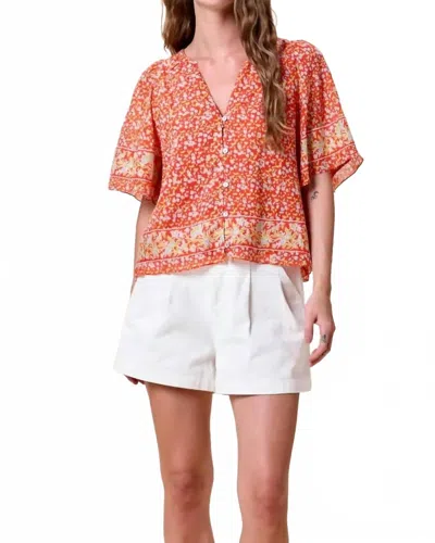 Cleobella Koa Short Sleeve Button Up Blouse In Solara In Animal Print
