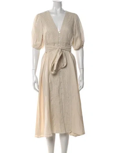 Pre-owned Cleobella Lace Pattern Midi Length Dress In Neutral