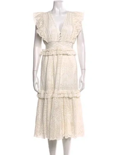 Pre-owned Cleobella Lace Pattern Midi Length Dress In Neutral