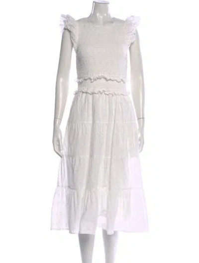 Pre-owned Cleobella Lace Pattern Midi Length Dress In White