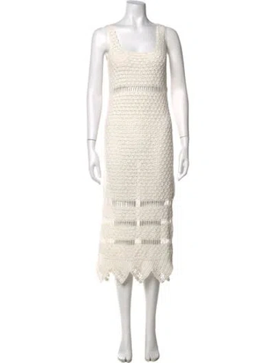 Pre-owned Cleobella Lace Pattern Midi Length Dress In White