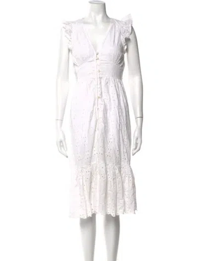 Pre-owned Cleobella Lace Pattern Midi Length Dress In White