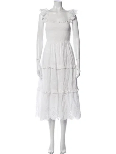 Pre-owned Cleobella Lace Pattern Midi Length Dress In White