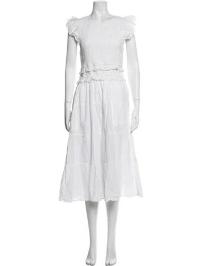 Pre-owned Cleobella Lace Pattern Midi Length Dress In White