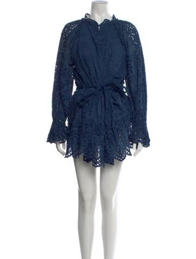 Pre-owned Cleobella Lace Pattern Mini Dress In Blue