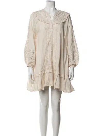 Pre-owned Cleobella Lace Pattern Mini Dress In Neutrals