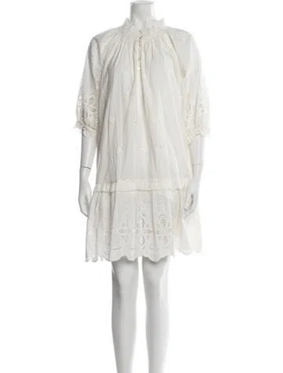 Pre-owned Cleobella Lace Pattern Mini Dress In Neutrals