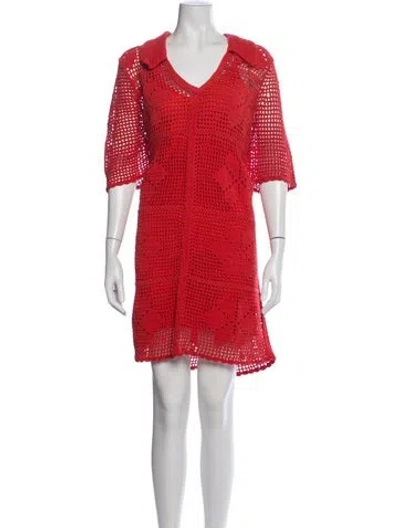 Pre-owned Cleobella Lace Pattern Mini Dress In Red