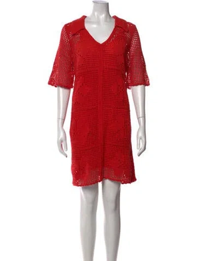 Pre-owned Cleobella Lace Pattern Mini Dress In Red