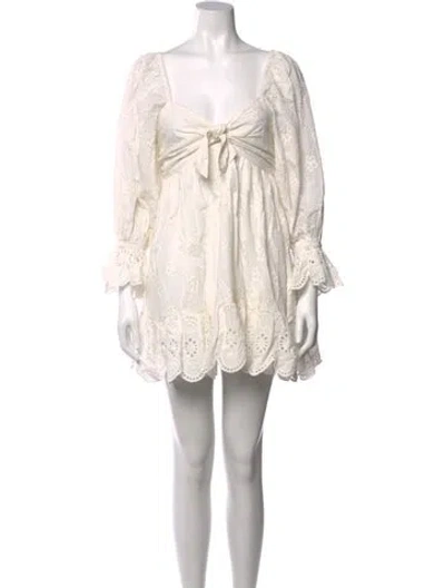Pre-owned Cleobella Lace Pattern Mini Dress W/ Tags In Neutral