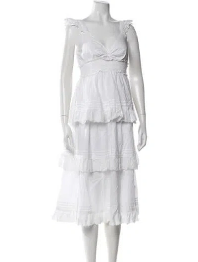 Pre-owned Cleobella Lace Pattern Mini Dress In White