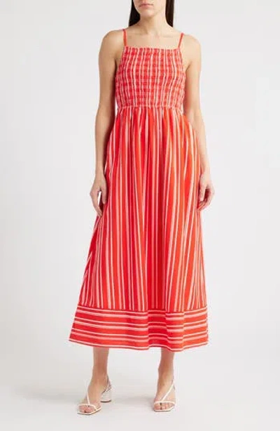 CLEOBELLA CLEOBELLA LACEY SMOCKED SLEEVELESS COTTON & LINEN MAXI DRESS