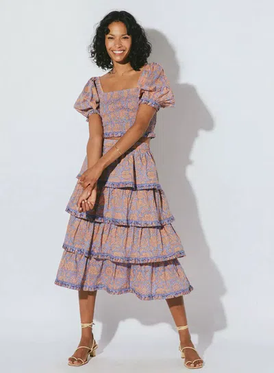 Cleobella Lana Midi Skirt Vine Block Print In Multi