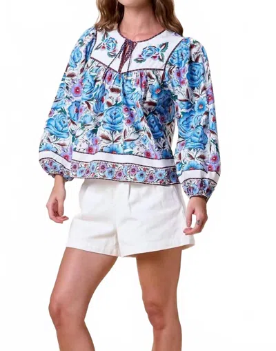 Cleobella Laura Long Sleeve Blouse In Fluora Print In Animal Print