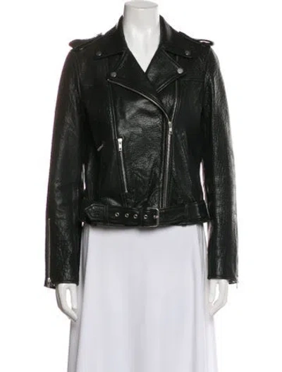 Pre-owned Cleobella Leather Biker Jacket In Black